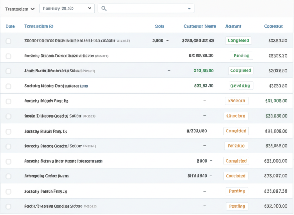 Transaction Search interface mockup